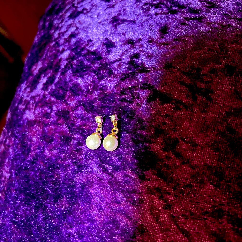Faux pearl stud drop earrings